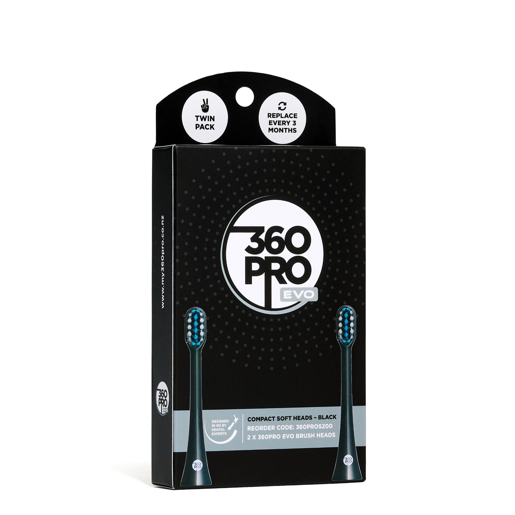360Pro Evo Heads Compact Soft (Black)[2 Pack]