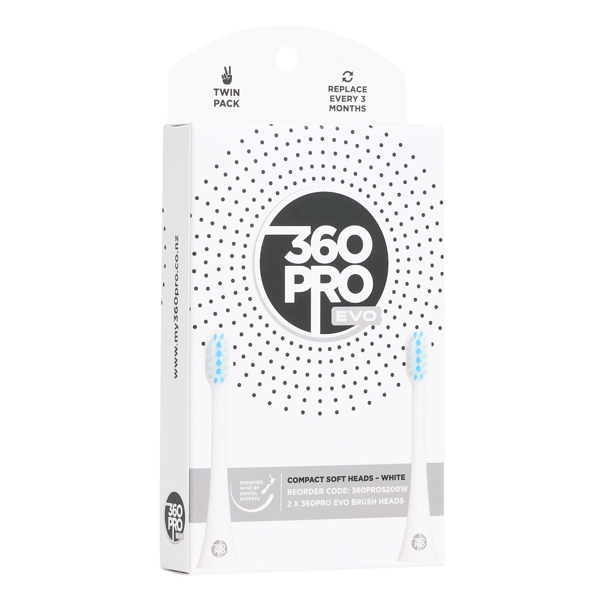 360Pro Evo Heads Compact Soft (White)[2 Pack]