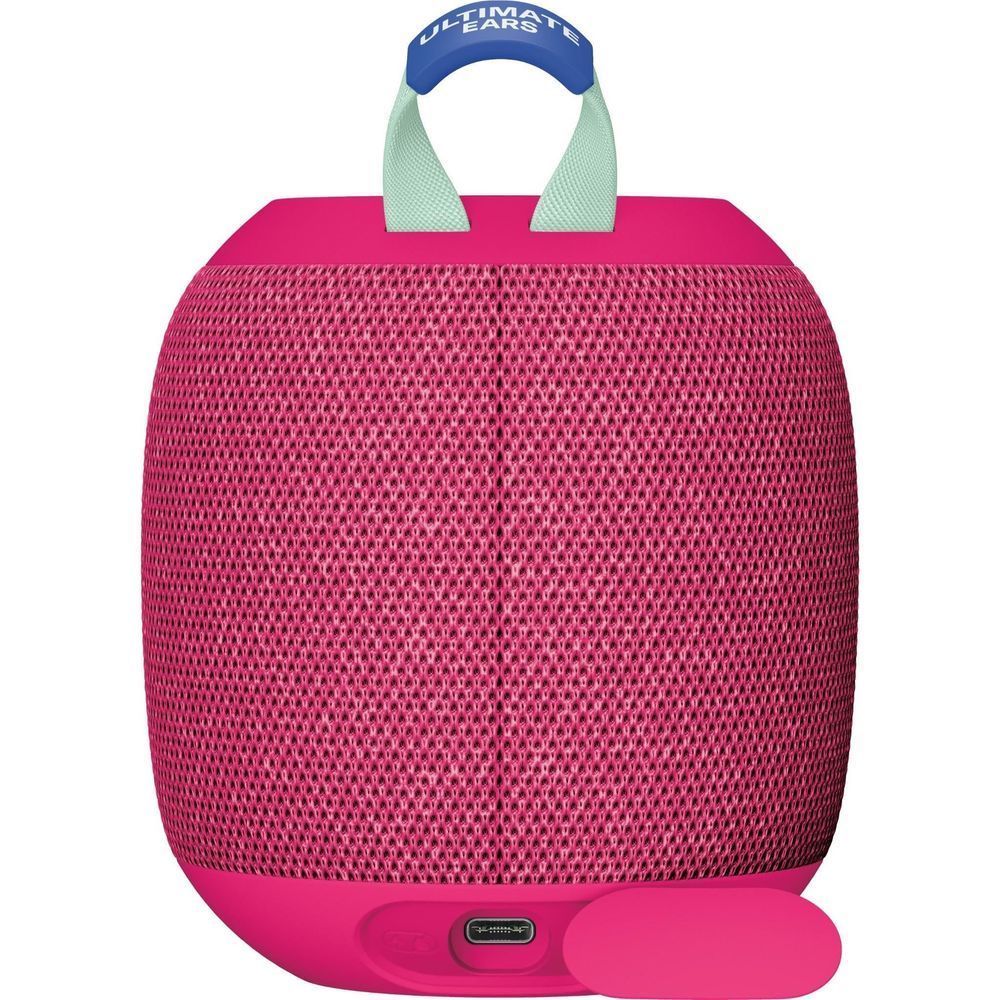 Hyper Pink portable Bluetooth speaker with carry handle and front control panel