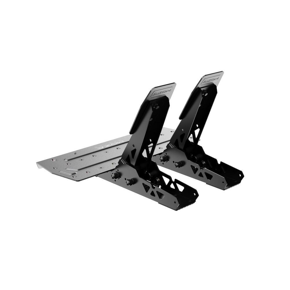 Moza Racing R3 pedal arms and mounts with underside brackets, black and gray