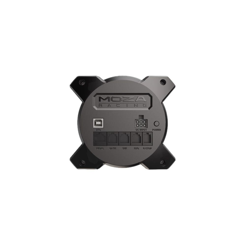 Moza Racing R3 steering wheel rear plate with MOZA RACING branding and ports