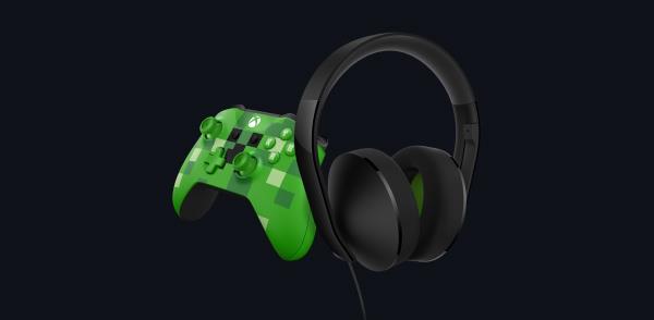 Green wireless controller and black over-ear gaming headset