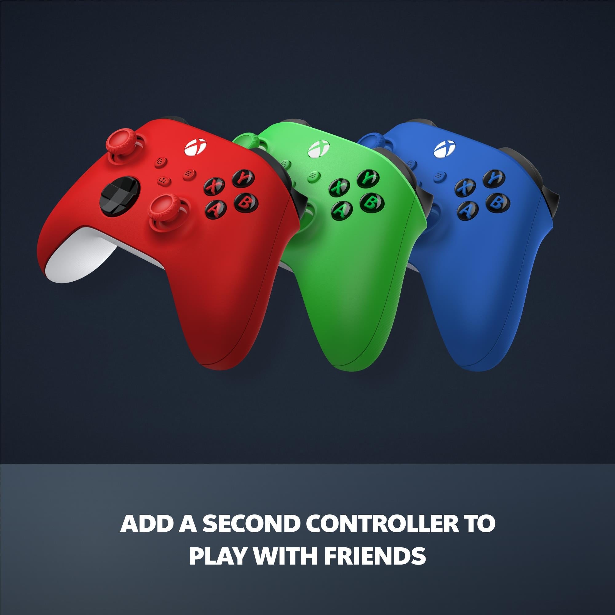 Bundle includes three colored wireless controllers for Xbox gaming