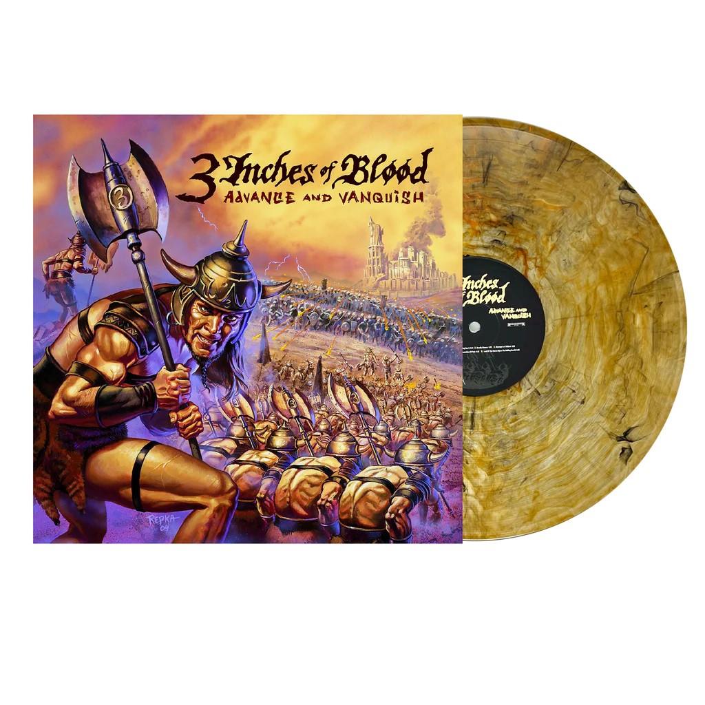 Advance and Vanquish (Orange & Black “Ashen Dawn” Vinyl) - By: 3 Inches Of Blood
