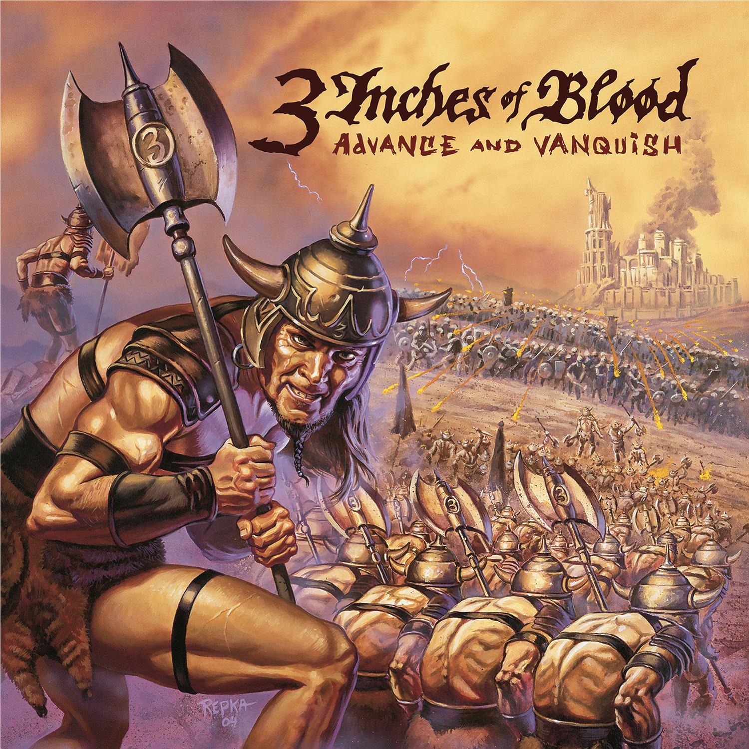 Advance and Vanquish (Orange & Black “Ashen Dawn” Vinyl) - By: 3 Inches Of Blood