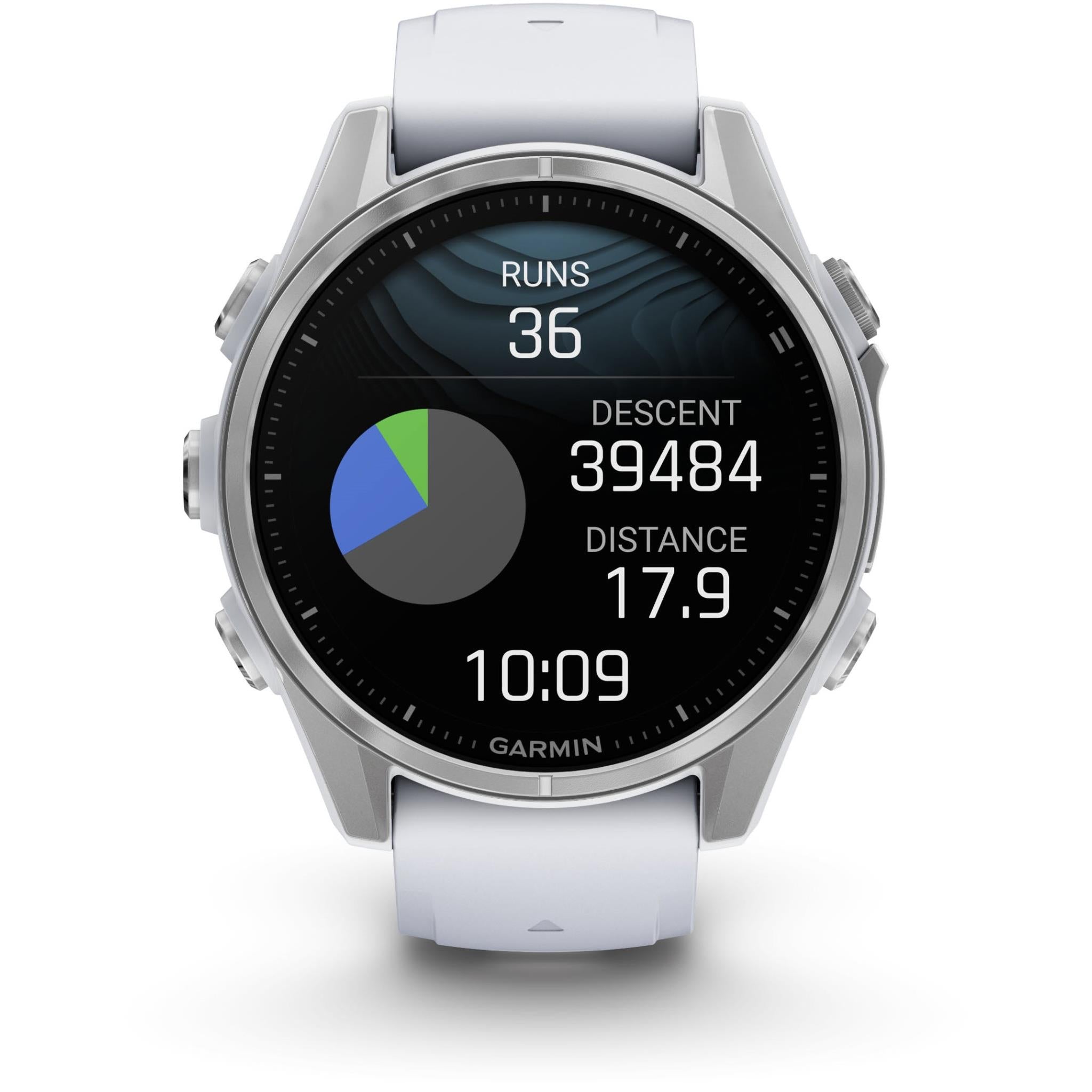 Garmin fenix 8 43mm AMOLED Glass, Silver with Whitestone Band