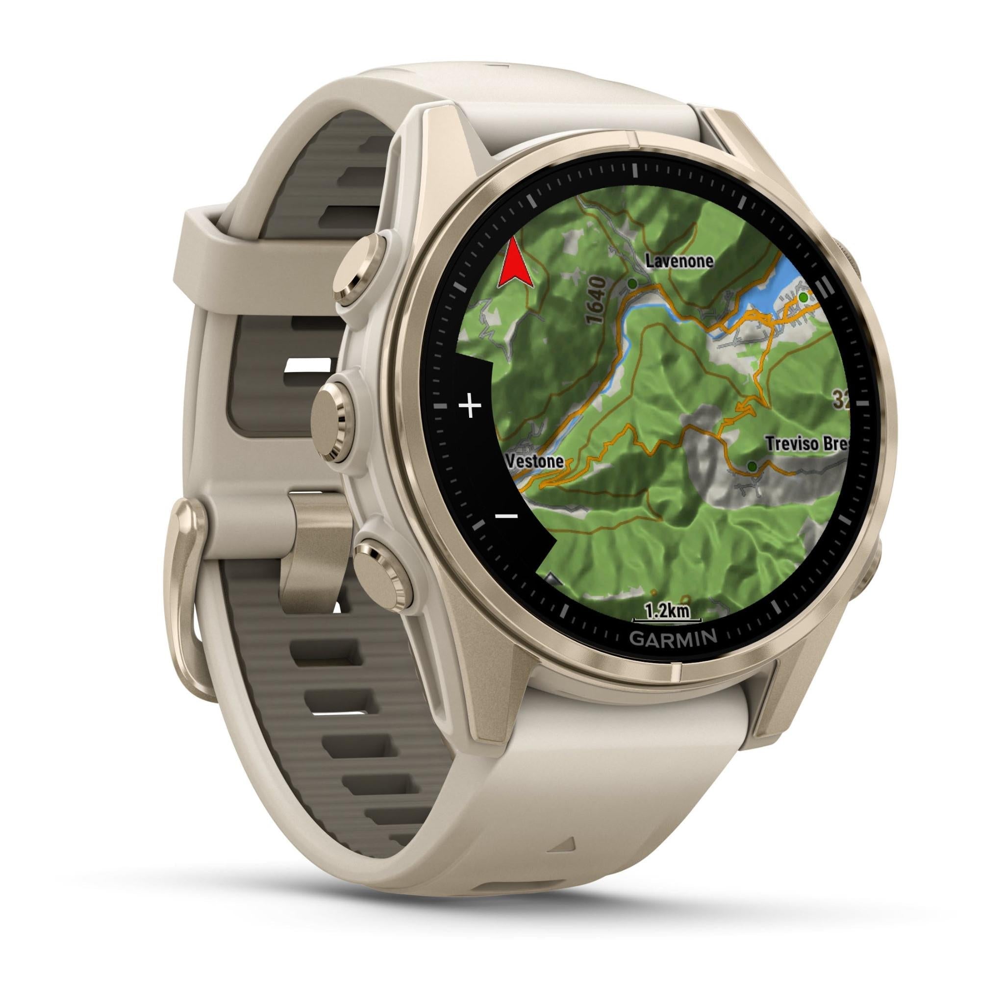 Garmin fenix 8 43mm AMOLED Saphire Edition, Soft Gold with Fog Grey/Dark Sandstone Band