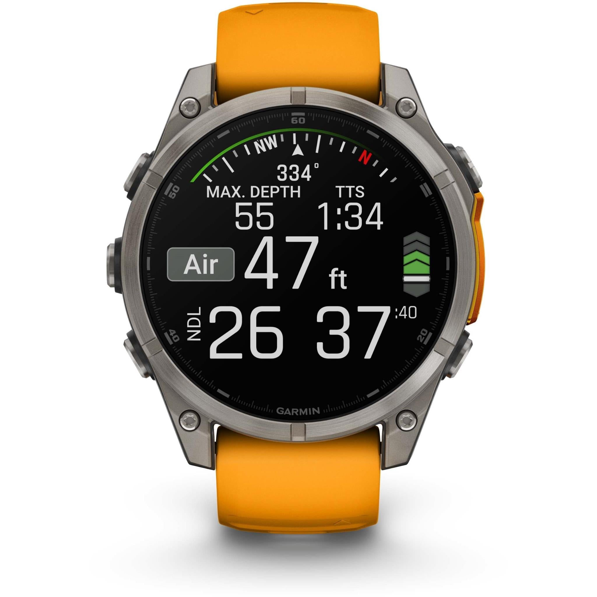 Garmin fenix 8 47mm AMOLED Sapphire Edition, Titanium with Spark Orange/Graphite Band