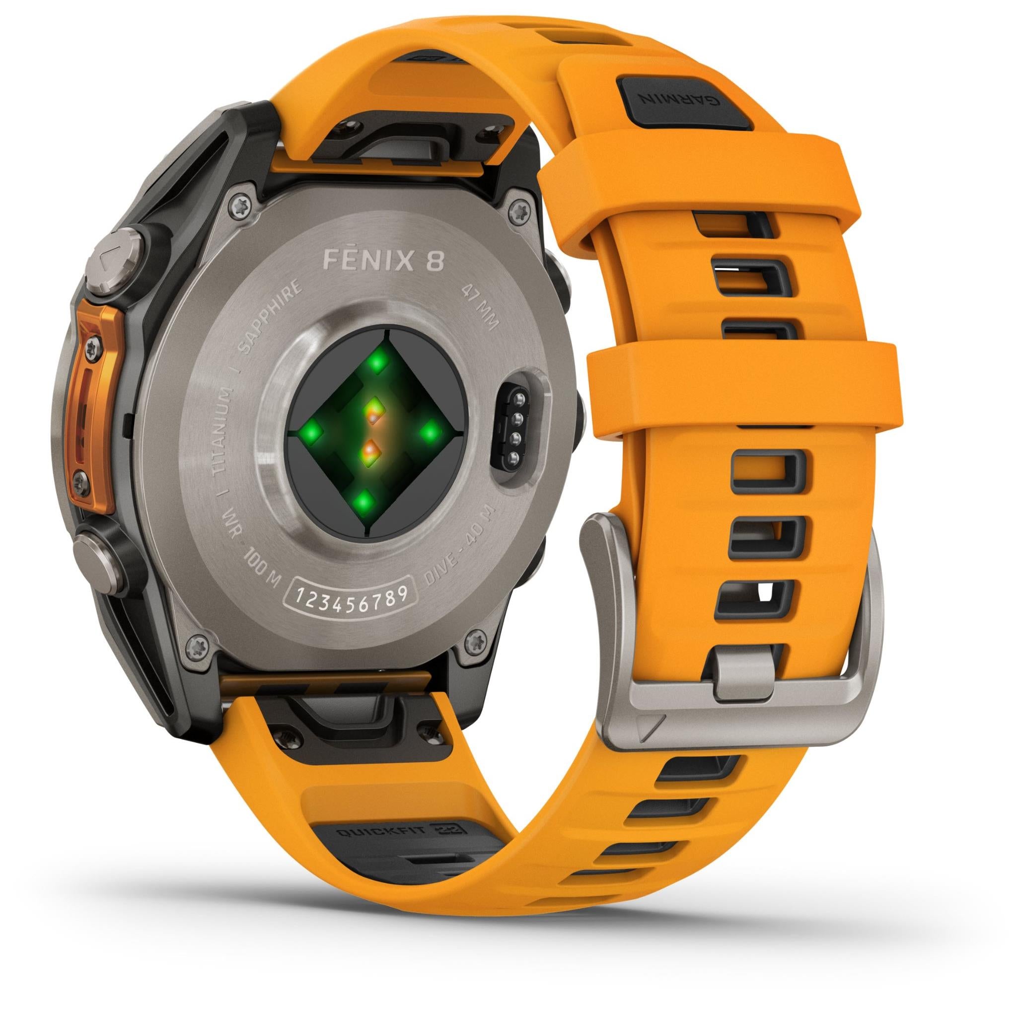 Garmin fenix 8 47mm AMOLED Sapphire Edition, Titanium with Spark Orange/Graphite Band