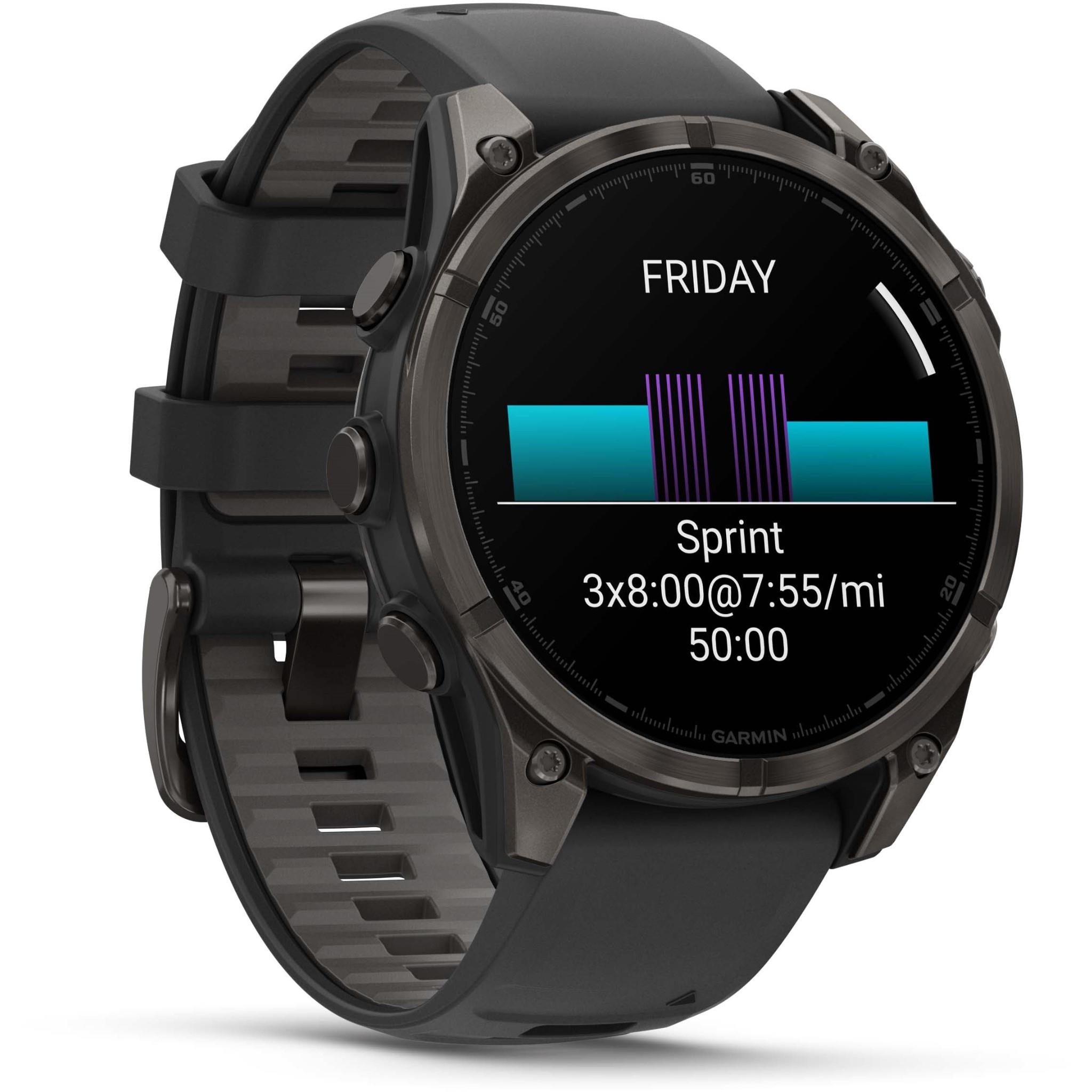 Garmin fenix 8 47mm AMOLED Sapphire Edition, Carbon Grey Titanium with Black/Pebble Grey Band