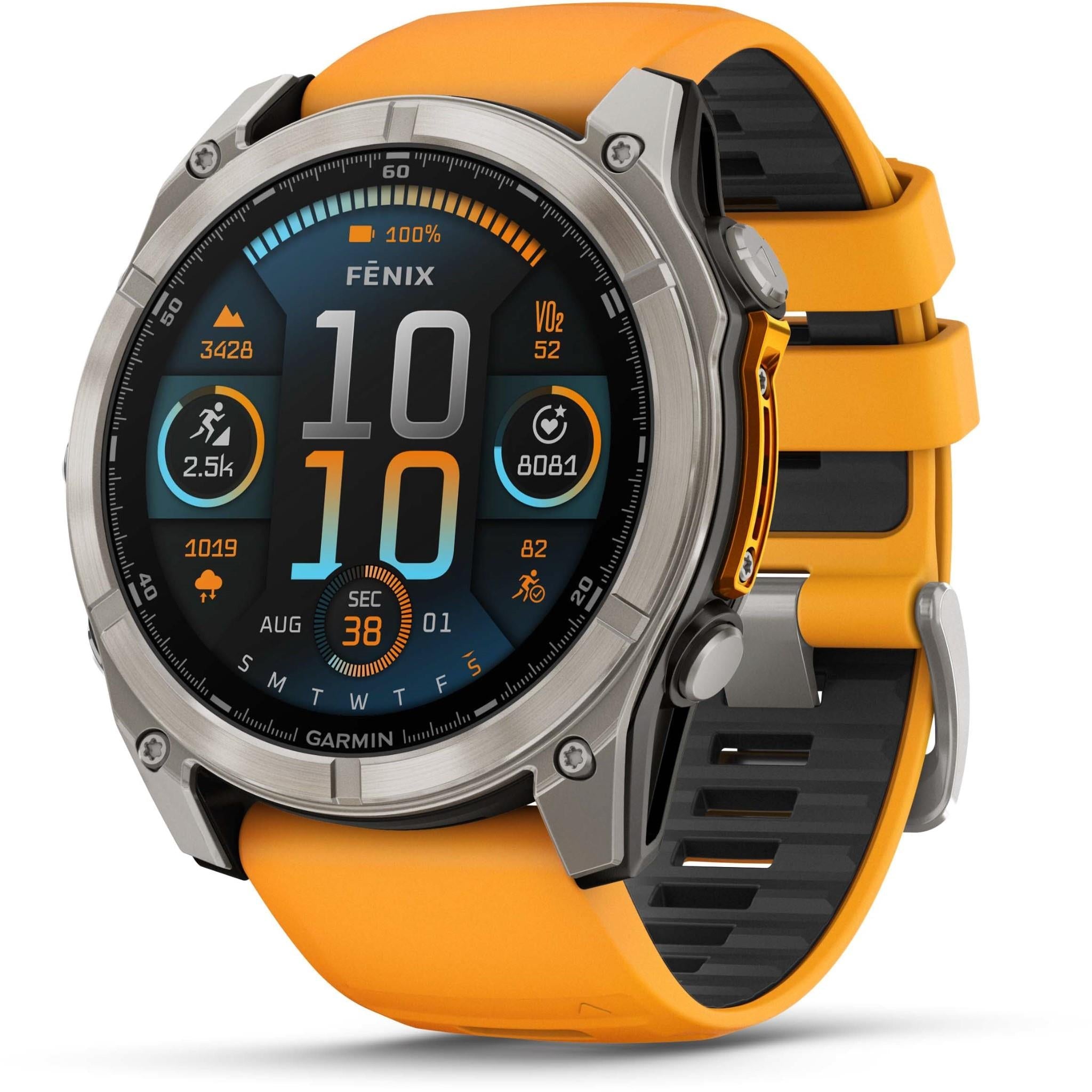 Garmin fenix 8 51mm AMOLED Sapphire Edition, Titanium with Spark Orange/Graphite Band
