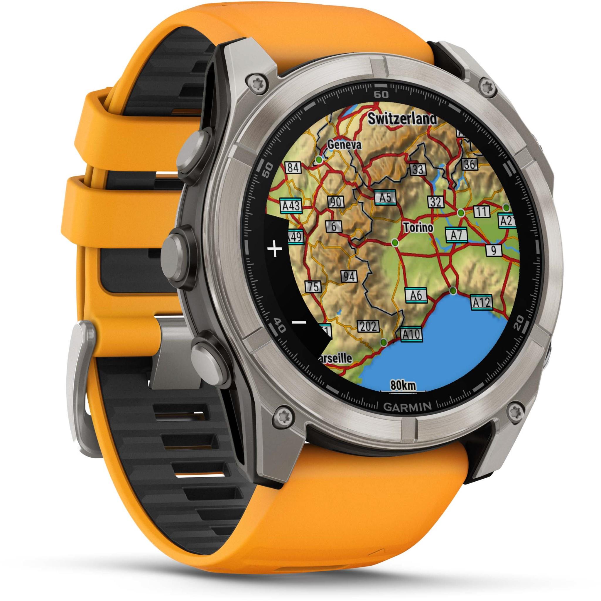 Garmin fenix 8 51mm AMOLED Sapphire Edition, Titanium with Spark Orange/Graphite Band