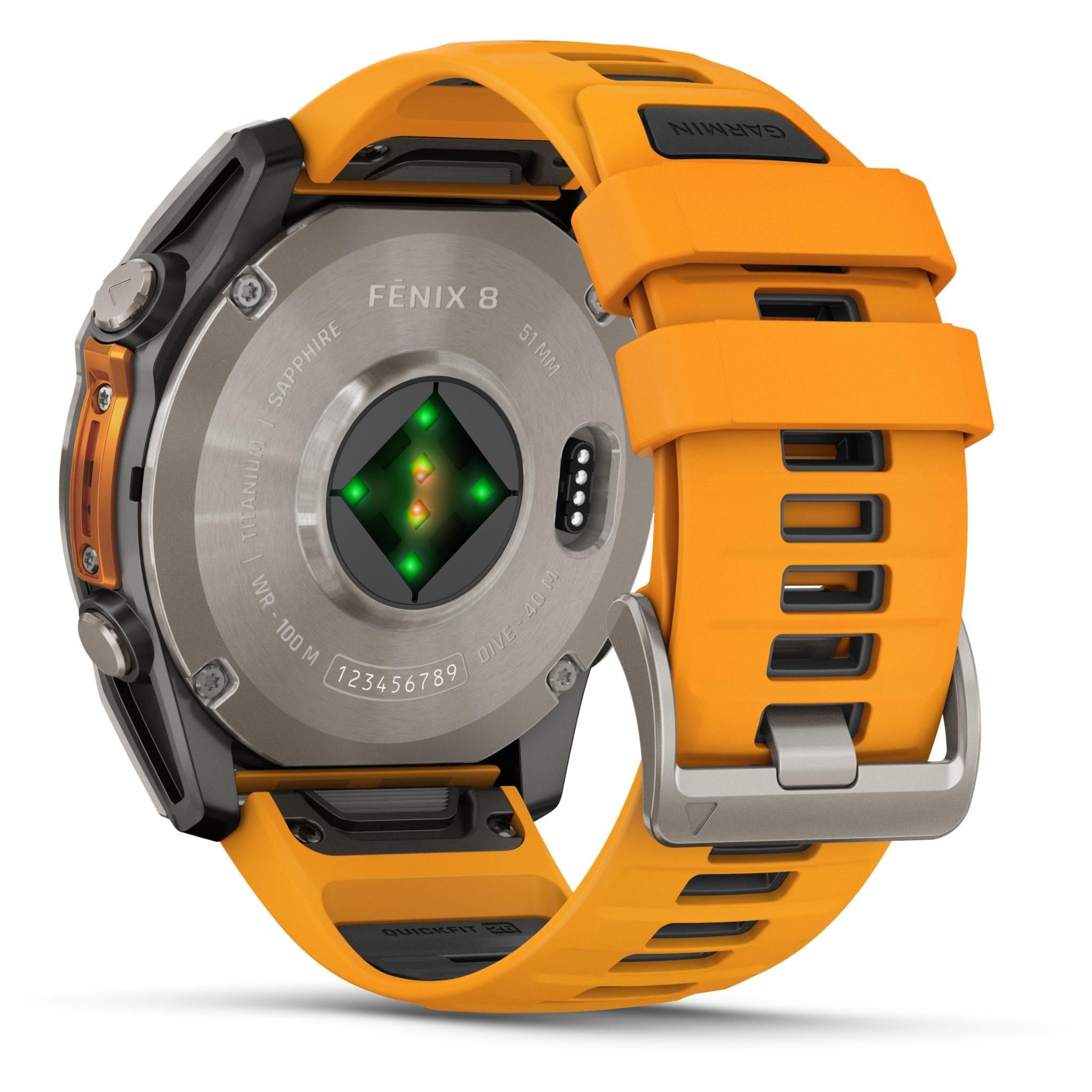 Garmin fenix 8 51mm AMOLED Sapphire Edition, Titanium with Spark Orange/Graphite Band