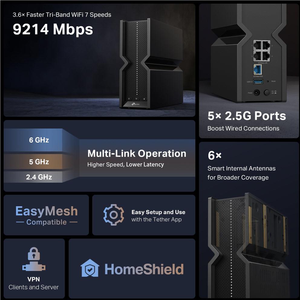 TP-Link Archer BE550 Tri-Band BE9300 WiFi 7 Router