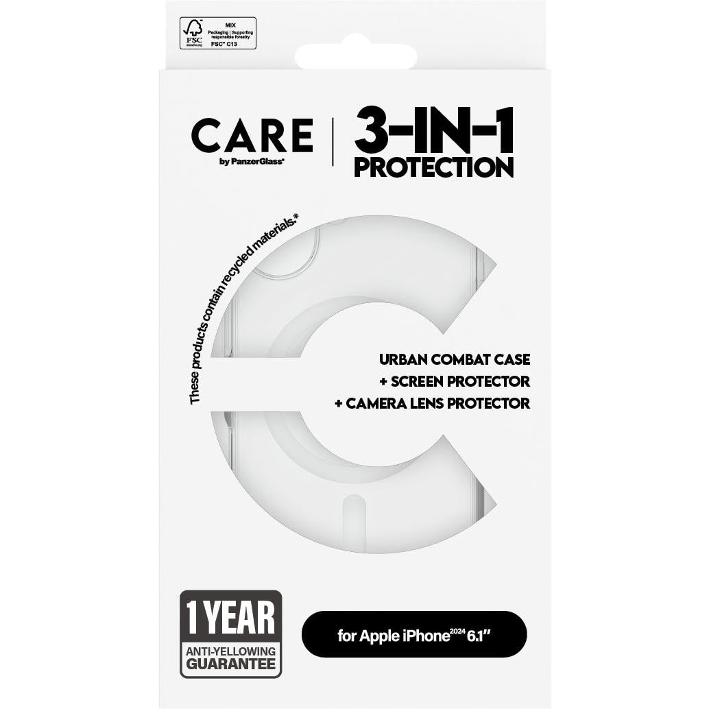 CARE by PanzerGlass 3-in-1 Case, Screen and Lens Protector for iPhone 16