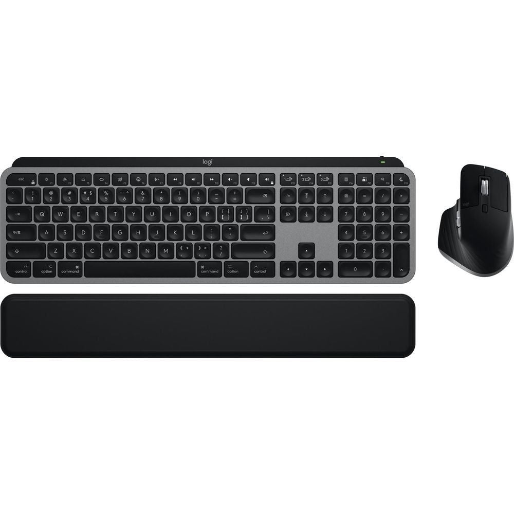 Wireless keyboard with wrist rest and mouse, dark space-gray set