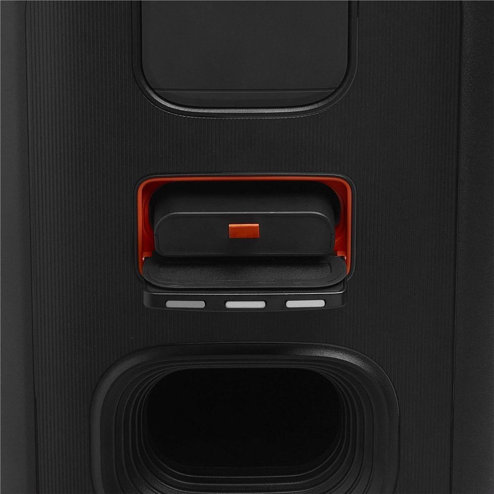 JBL battery compartment insert, showing orange latch and contact bay