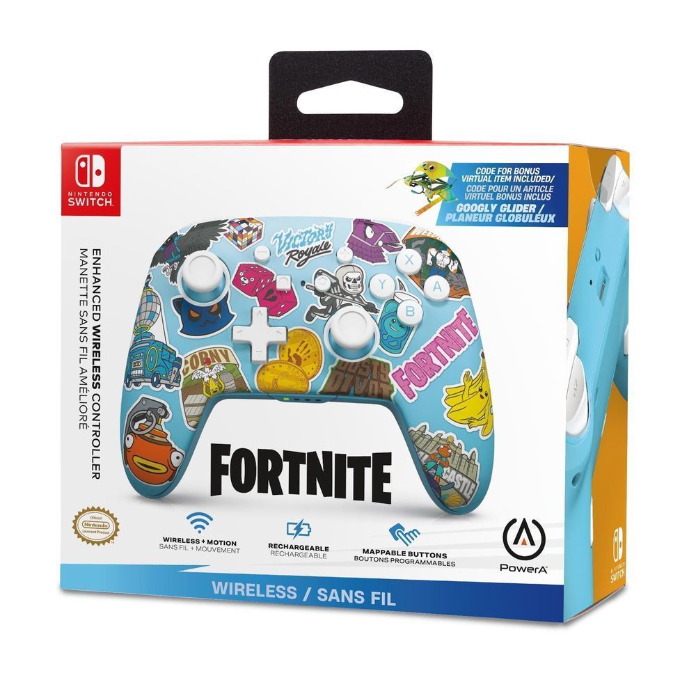 PowerA wireless controller box for Nintendo Switch with Fortnite sticker artwork