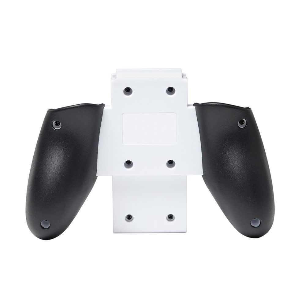 Black and white Joy-Con comfort grip with two comfort handles and mounting plate