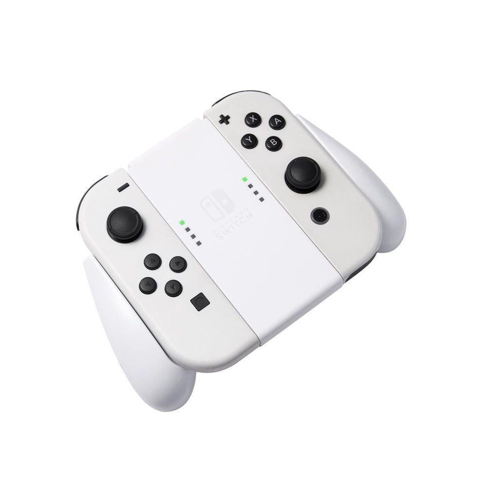 White Nintendo Switch Joy-Con comfort grip controller with thumbsticks and buttons
