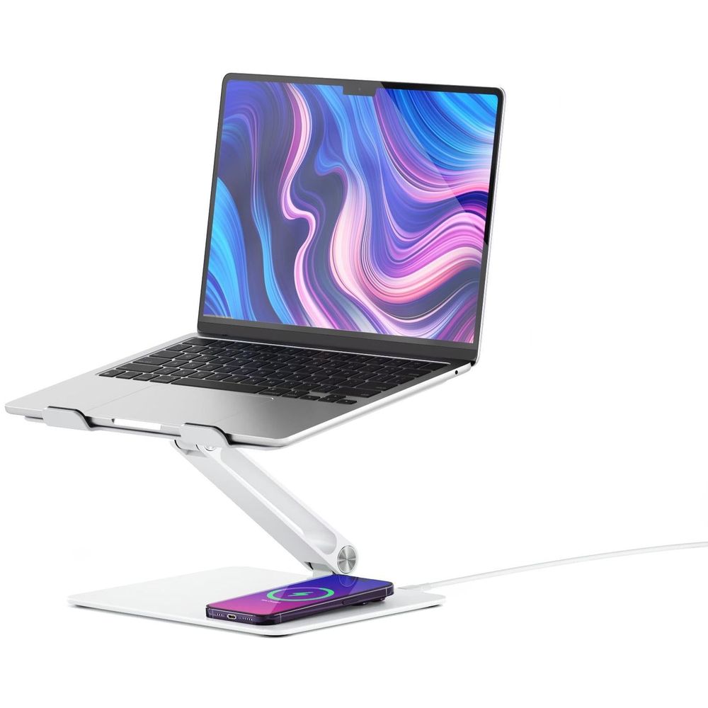 ALOGIC Elite Power Laptop Stand with Wireless Charger (White)