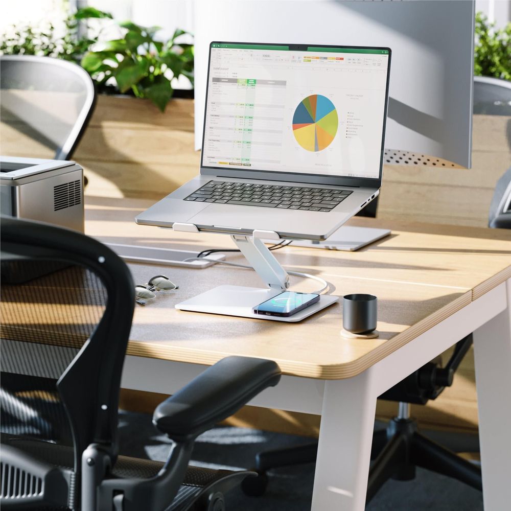 ALOGIC Elite Power Laptop Stand with Wireless Charger (White)