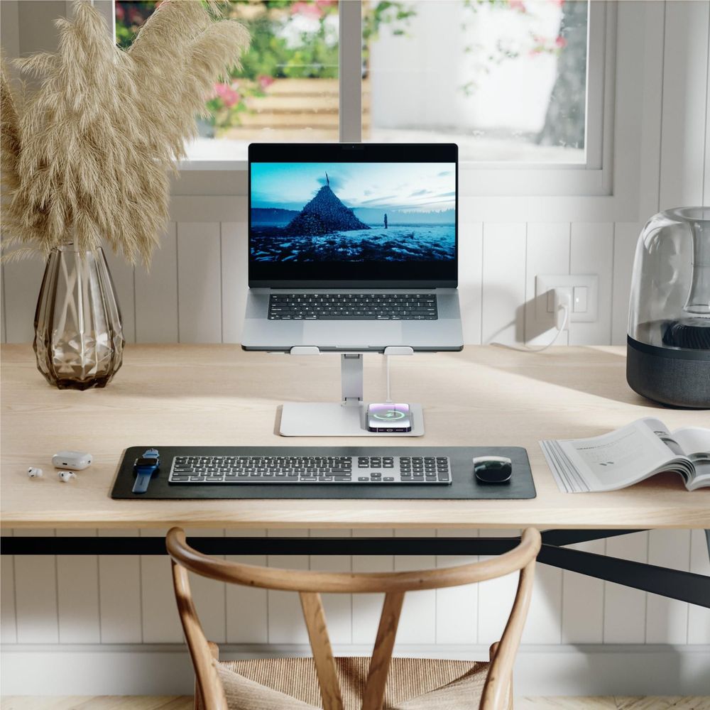ALOGIC Elite Power Laptop Stand with Wireless Charger (White)