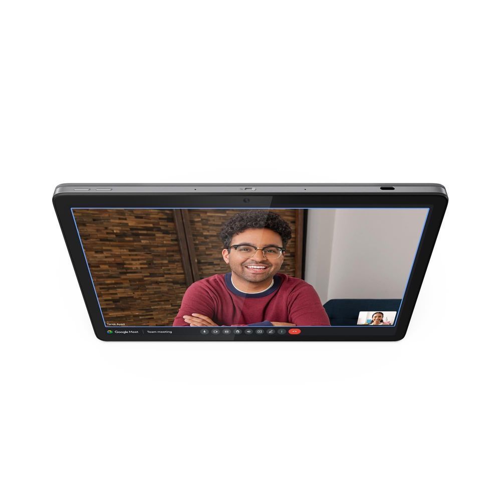 Lenovo 2-in-1 Chromebook displaying video call on screen, front view