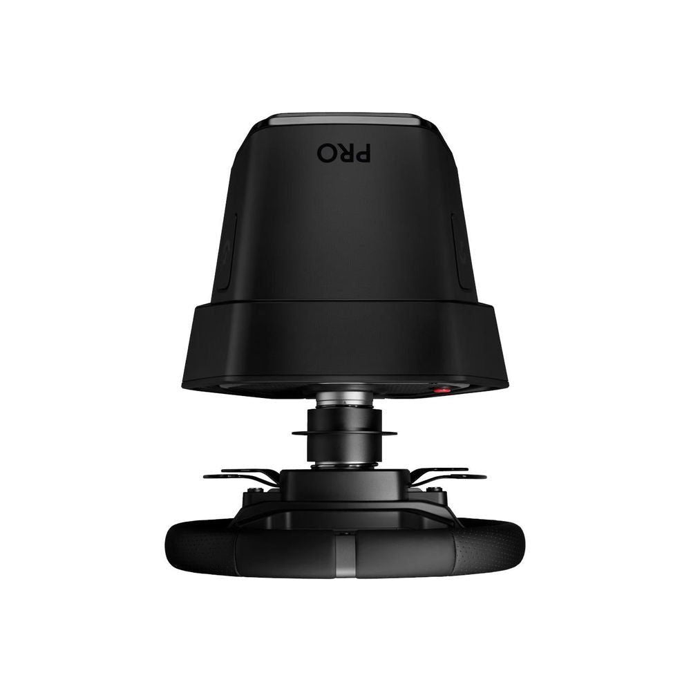 Black steering wheel stand mount with central shaft and circular base