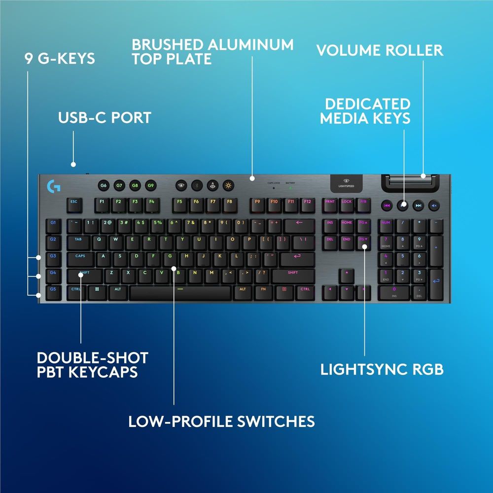 Logitech G915 X LIGHTSPEED Low-Profile Wireless Gaming Keyboard (Black)