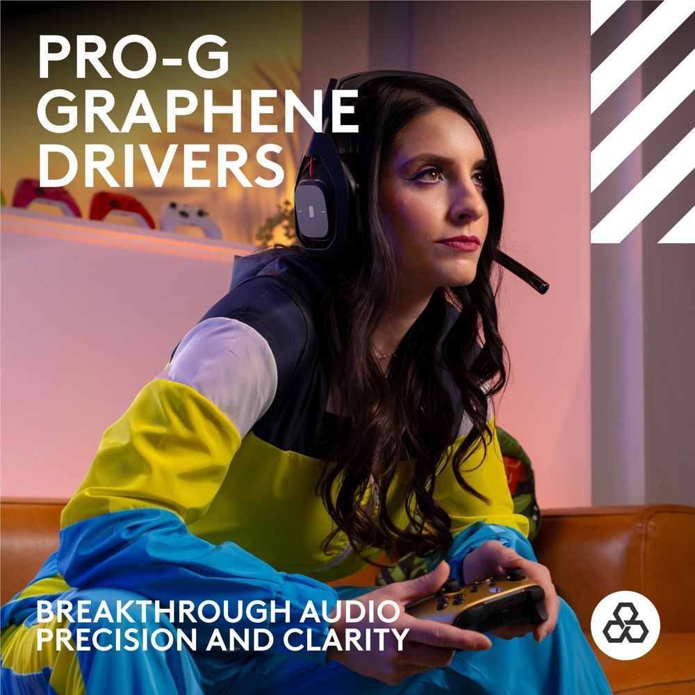 Over-ear wireless headset with boom mic on person, black headset headband