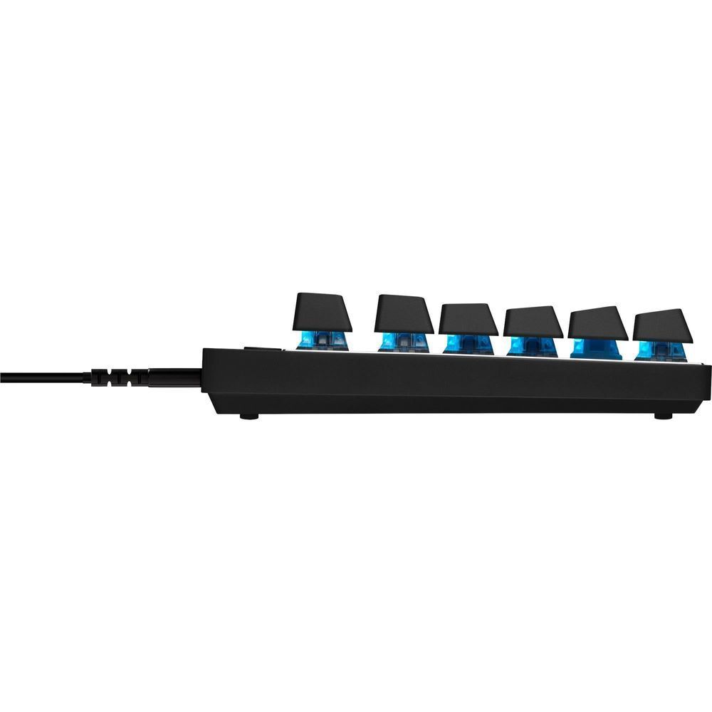 Black TKL gaming keyboard side profile with RGB backlit keycaps