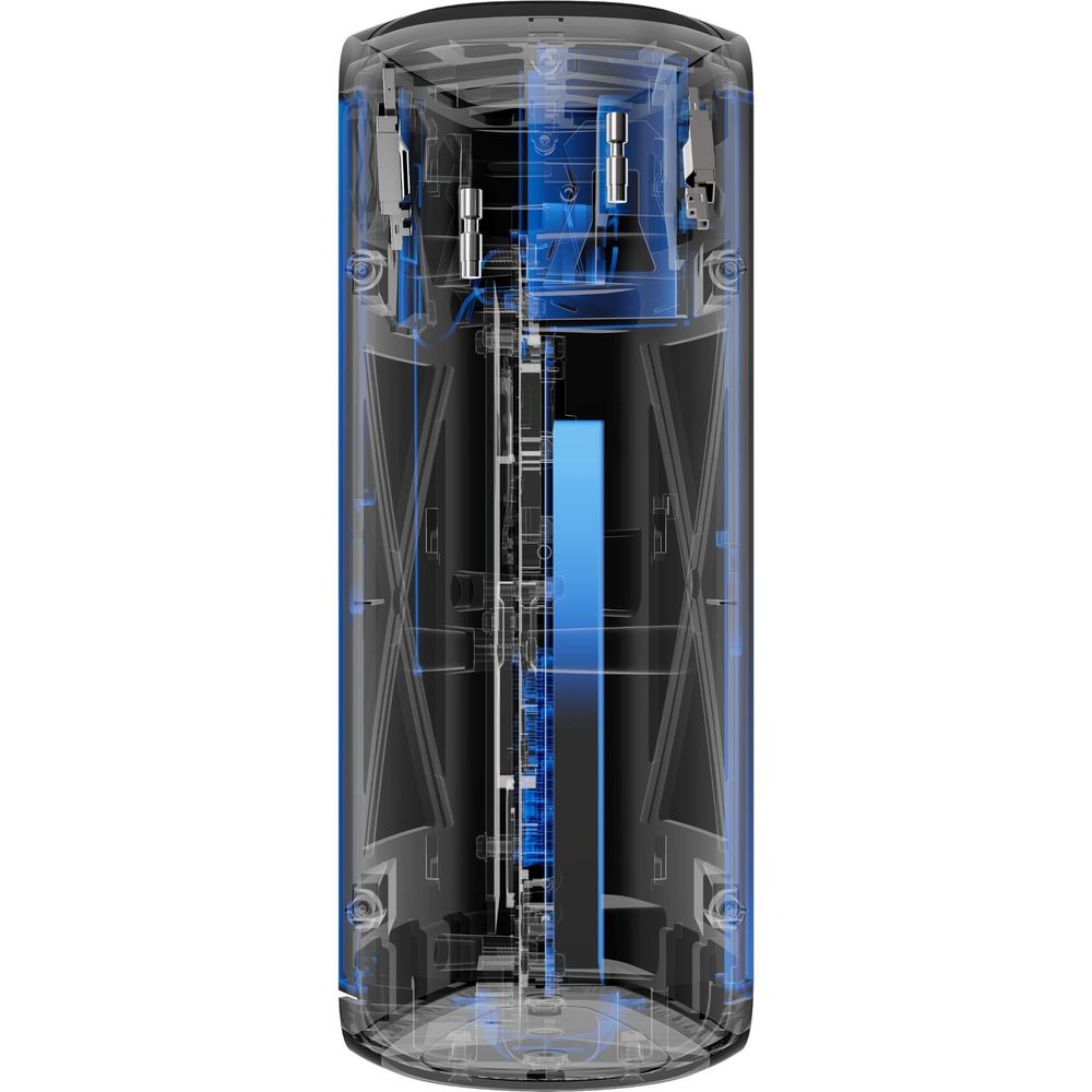 White Orbi mesh WiFi router pod cutaway showing internal components