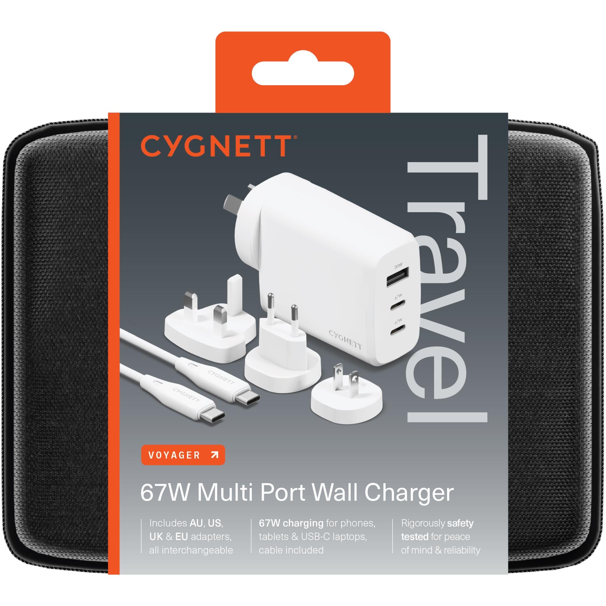Cygnett Voyager 67W Multiport GaN Travel Wall Charger (White)