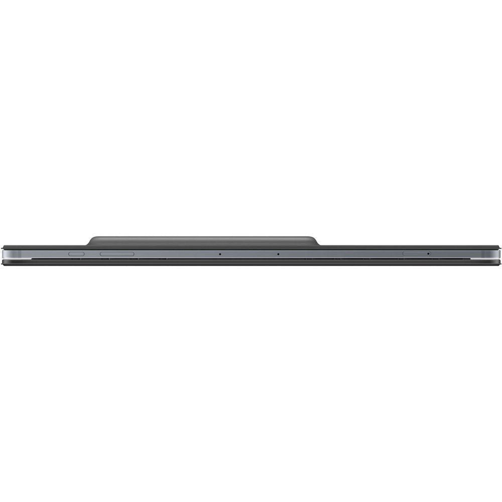 Black tablet keyboard cover side profile with slim profile and hinge