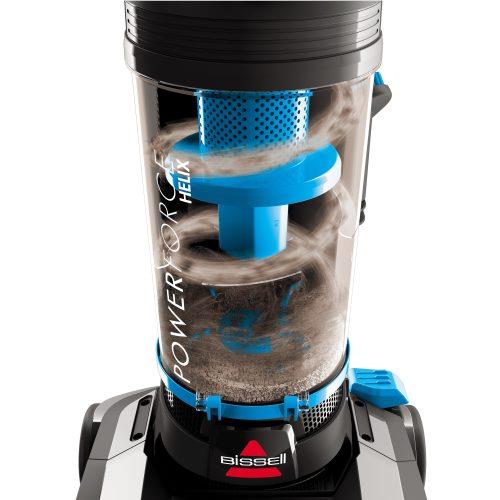 1L clear dirt bin with blue cyclone filter inside bagless upright vacuum