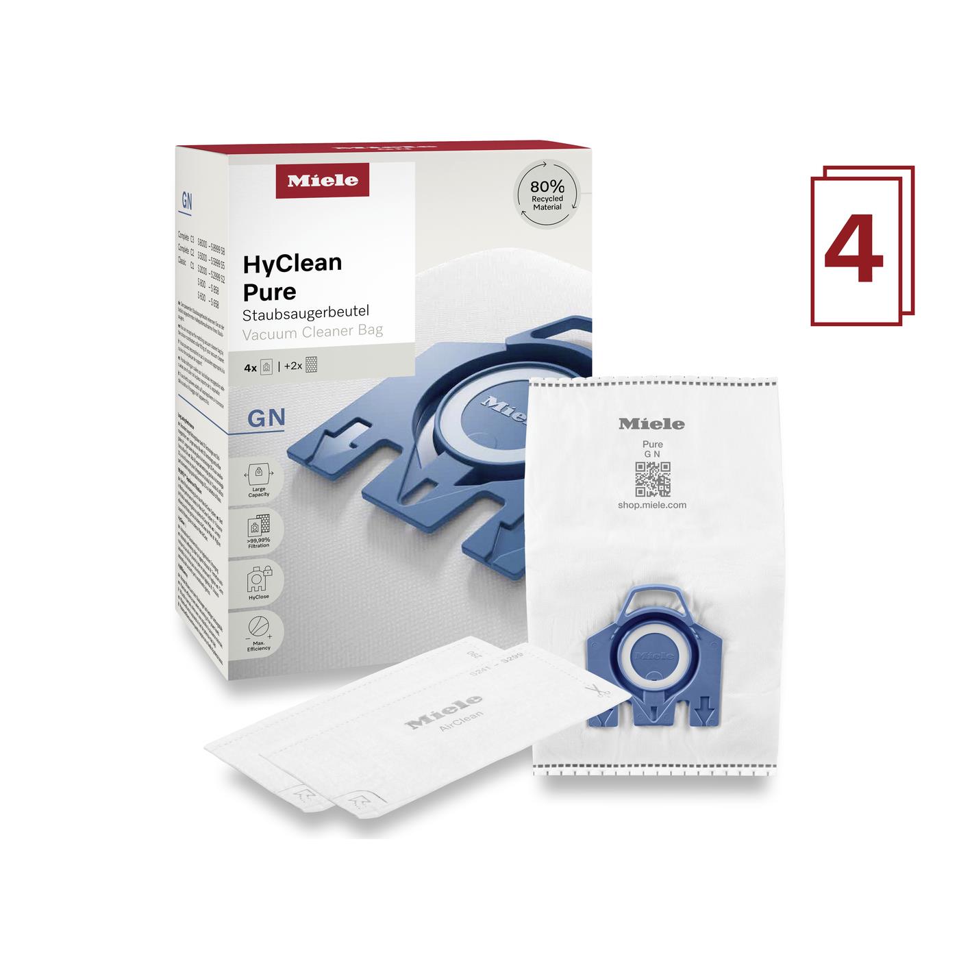 Miele GN HyClean Pure Dustbags (4 Pack)