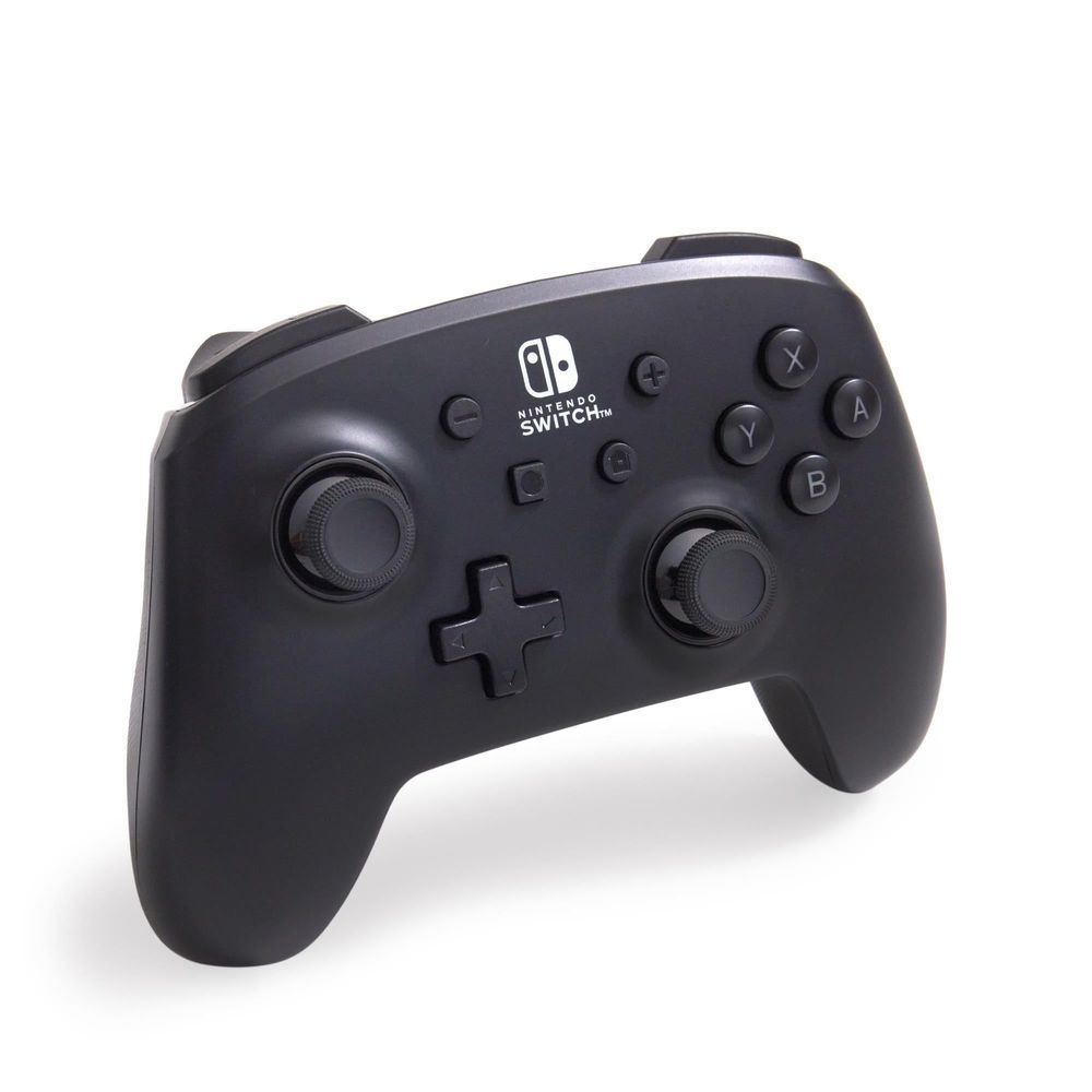 Wireless Nintendo Switch controller with smooth dark shell, thumbsticks, and ABXY buttons