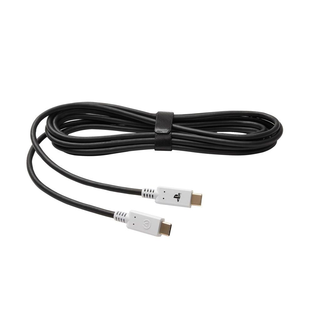 Black USB-C cable with two gold USB-C plugs, bundled with tie