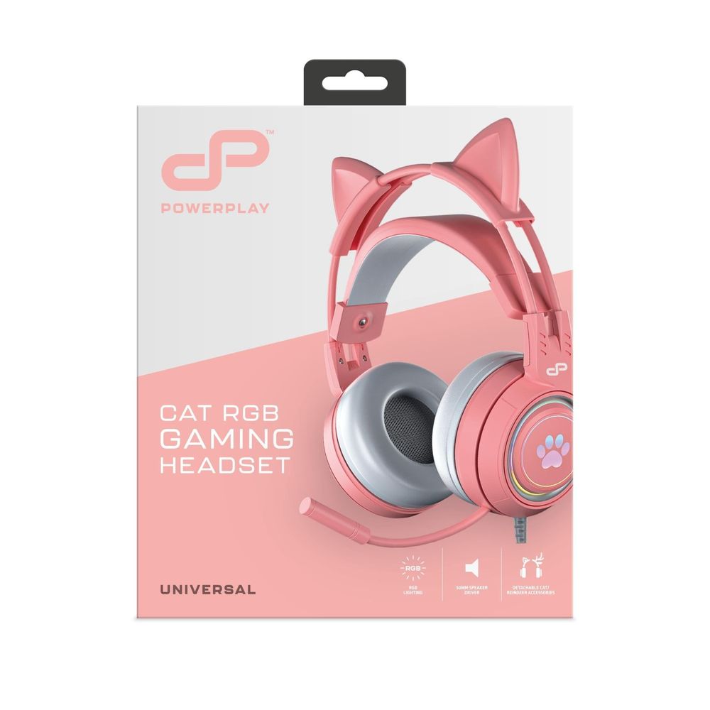 PowerPlay Cat RGB Gaming Headset (Pink)