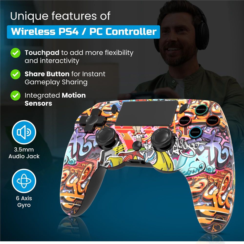 Playmax Wireless Controller V2 for PlayStation 4 (Graffiti)