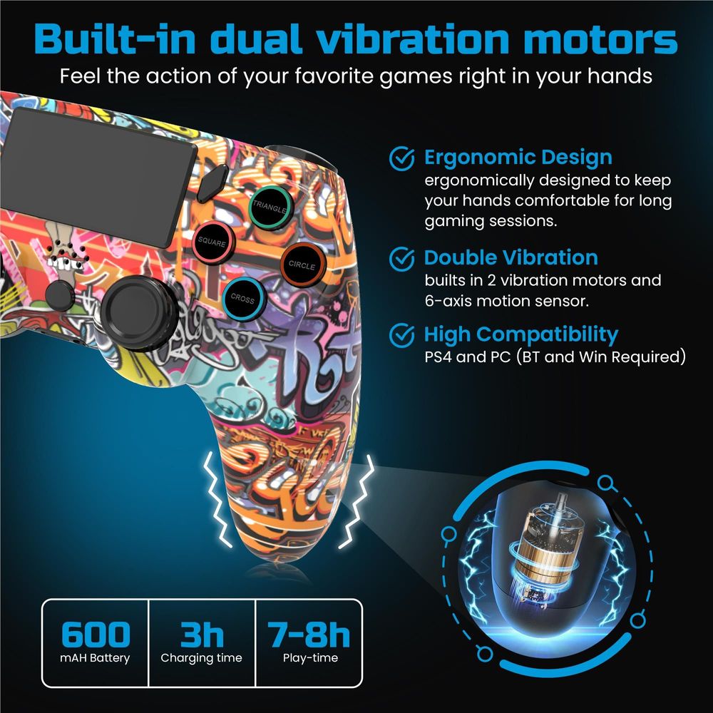 Playmax Wireless Controller V2 for PlayStation 4 (Graffiti)