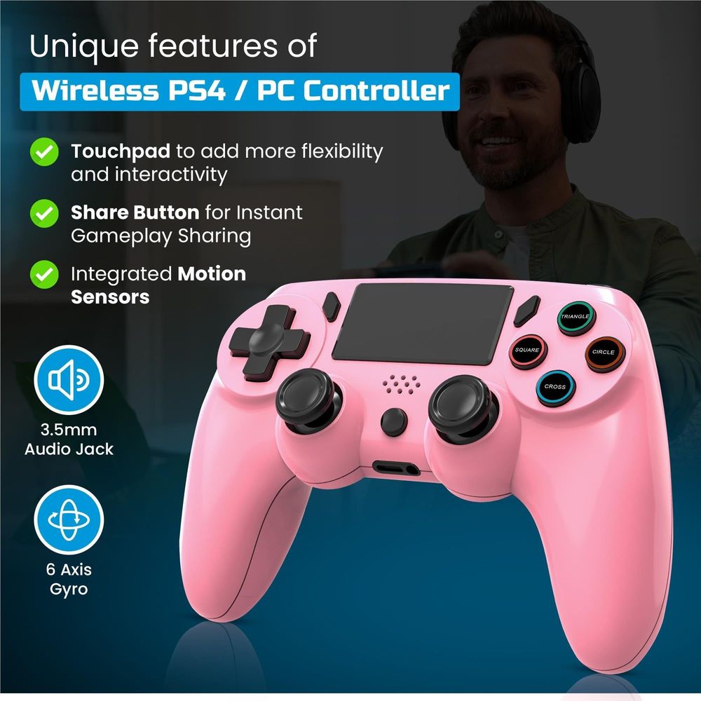 Playmax Wireless Controller V2 for PlayStation 4 (Pink)