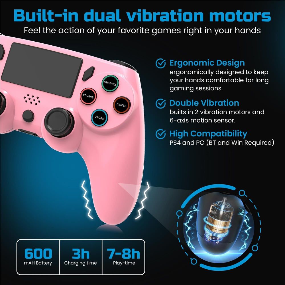 Playmax Wireless Controller V2 for PlayStation 4 (Pink)
