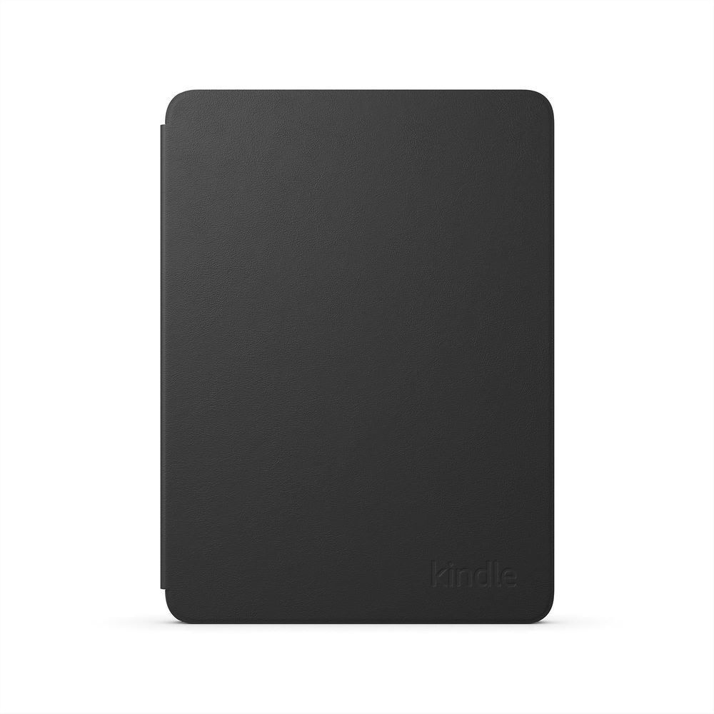 Black leather folio cover for Kindle e-reader, front closed