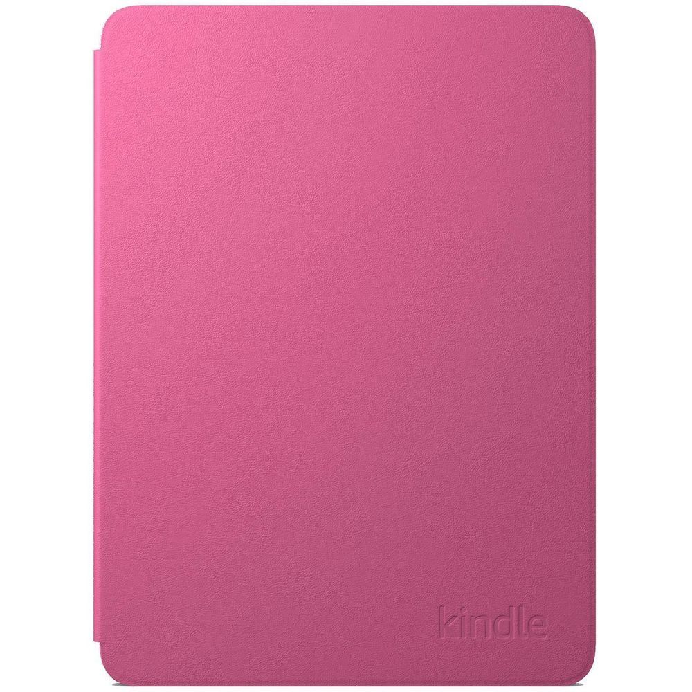 Raspberry leather Kindle cover with slim folio front, fits 12th Gen e-reader