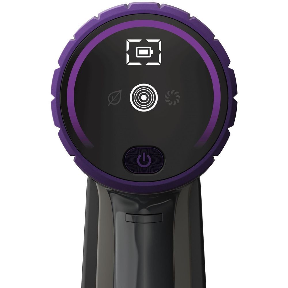 Vacuum power base top cover with purple ring and round control icons