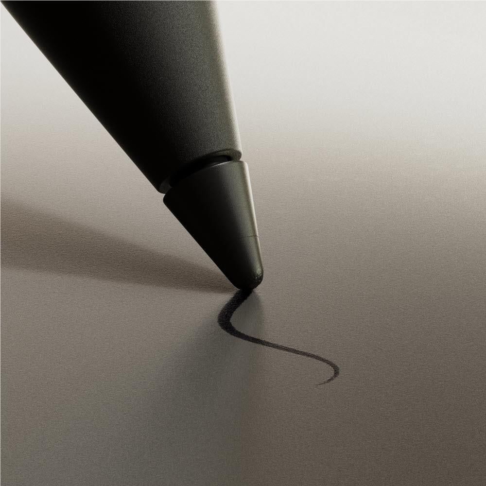Warm black marker writing a curved line
