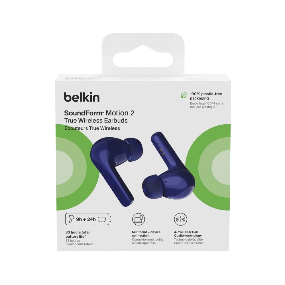 Belkin SoundForm Motion 2 True Wireless Headphones (Blue)