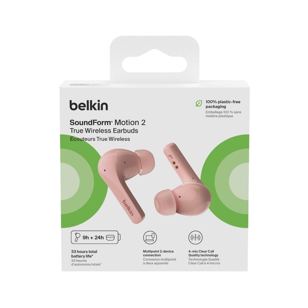 Belkin SoundForm Motion 2 True Wireless Headphones (Pink)